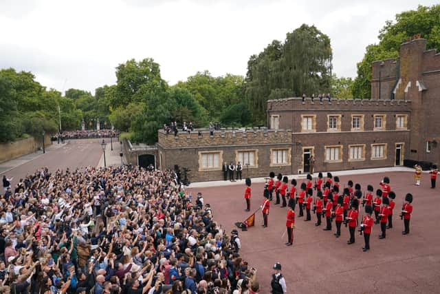 Members of the public attend the Accession Council ceremony at St James’s Palace, London, where King Charles III is formally proclaimed monarch. Charles automatically became King on the death of his mother, but the Accession Council, attended by Privy Councillors, confirms his role. Picture date: Saturday September 10, 2022. (Photo: PA)