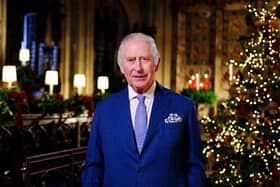  In this image released on December 23, King Charles III is seen during the recording of his first Christmas broadcast in the Quire of St George's Chapel at Windsor Castle, on December 13, 2022 in Windsor, England. (Photo by Victoria Jones - Pool/Getty Images)