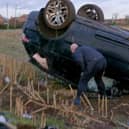 The car which was stolen and crashed after being driven at 120mp (Photo: SWNS)