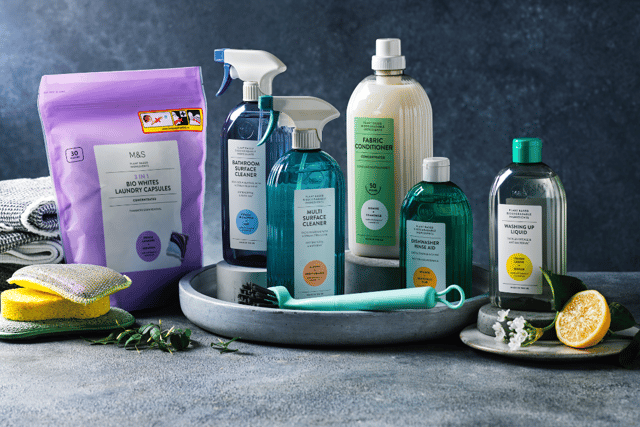 The new ‘No Marks, Just Sparks’ cleaning range is available to buy in M&S stores now.