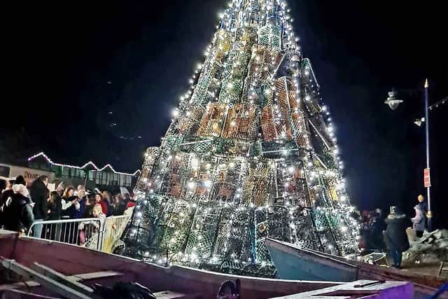 Christmas tree made entirely out of lobster pots (photo: Filey Fishtive Tree)