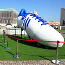 The world's largest football shoe by artist M. Dileef has been put on display at Katara Cultural Village (photo: idhik Keerantakath/ Eyepix Group/Future Publishing via Getty Images)