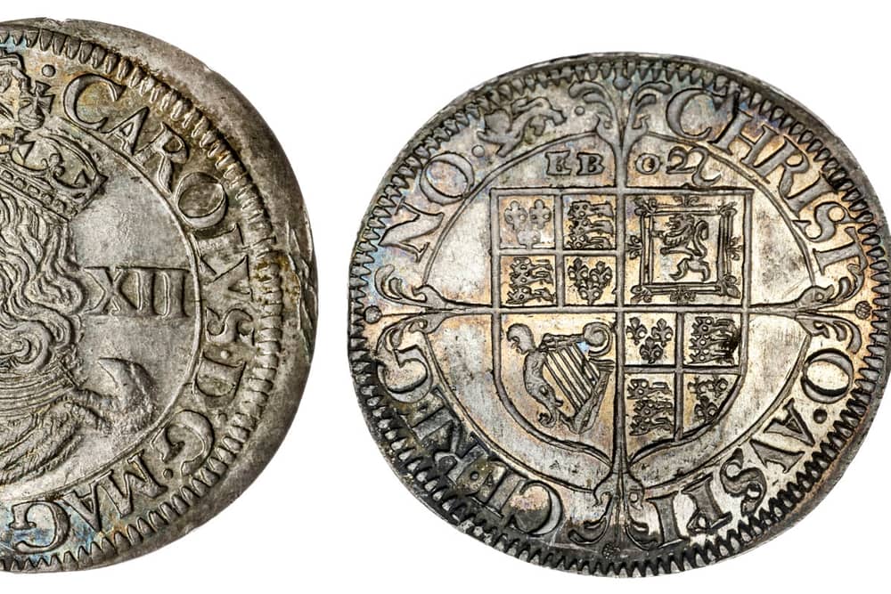 This King Charles I shilling struck during the English Civil War has sold for a world record £12,600. 