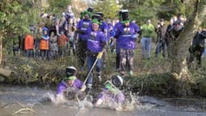 The New Year Tug of War at Ayton near Scarborough. West Ayton hit the water Pic Richard Ponter