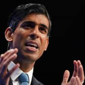 Rishi Sunak, Chancellor of the Exchequer delivers his keynote speech during the Conservative Party Conference at Manchester Central Convention Complex (Photo by Ian Forsyth/Getty Images)