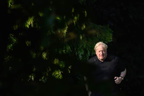 Former British Prime Minister Boris Johnson is seen on his morning run on June 15, 2023 in Brightwell-cum-Sotwell, England. The Privileges Committee has been investigating whether Boris Johnson misled parliament over breaches of lockdown rules in Downing Street during the Covid-19 pandemic. (Photo by Leon Neal/Getty Images)