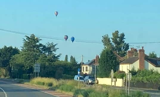 Balloons in the sky before the fatal incident above Ombersley Court, Worcester