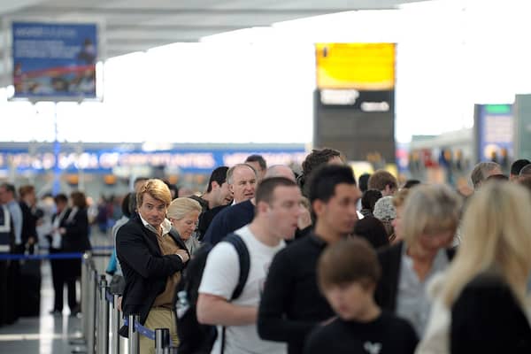 Passengers flying out of London Heathrow airport are more likely to have their flights cancelled than in any other UK airport. (Photo by Daniel LEAL / AFP) 