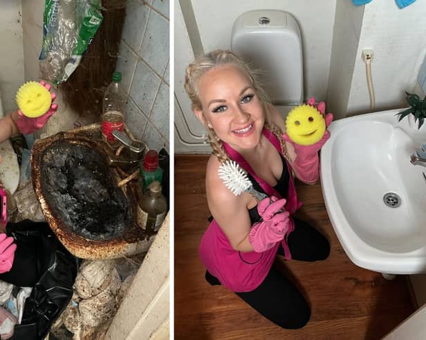 'World's best cleaner' Auri Kananen, 30, from Finland spent 48 hours “extreme-cleaning” a one-bed apartment, which featured a toilet which hadn't been cleaned in six years in a bathroom with mushrooms growing in the walls.

