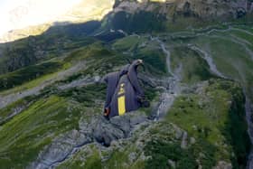 Tim Howell, 34, during practice jumps for his wingsuit jump off Everest Picture: Tim Howell / SWNS