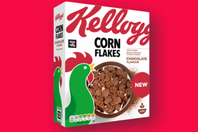 Kellogg's has recalled its chocolate-flavoured Corn Flakes after 'lumps' found in the food meant that some batches were deemed unsafe to eat. (Credit: Kellogg's/FSA)