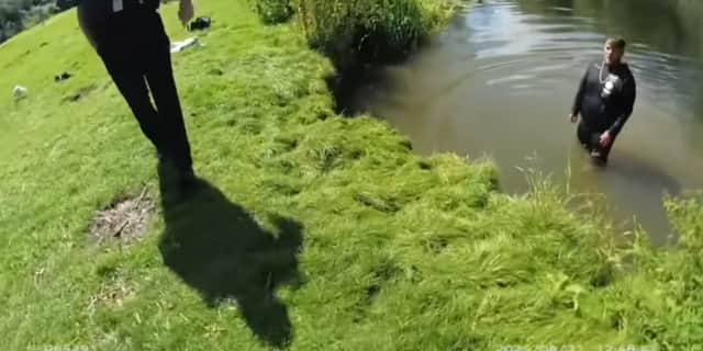 Watch: Drug Dealer jumps into river to escape police chasing him