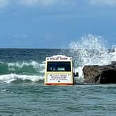 An ice cream van that has been washed out to sea, Harlyn Bay beach, North Cornwall. Images were captured of the incident at around 4pm by holidaymaker Abi Fisk, who runs Vintage Mary store. 