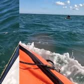 Windsurfer is rescued by RNLI after boom snapped.