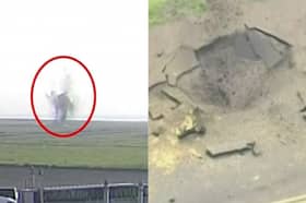 WW2 bomb explodes on airport taxiway.