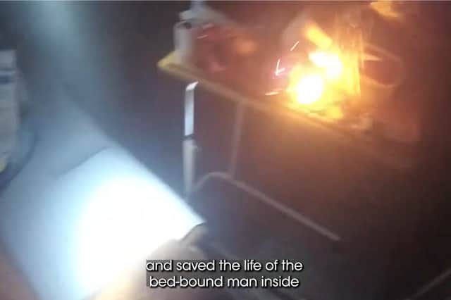 The bedroom table on fire.