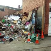 The huge mountain of rubbish has built up at a property in Dalkeith Street