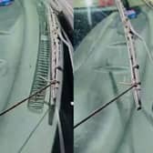 Driver found operating broken windscreen wipers with shoelaces.