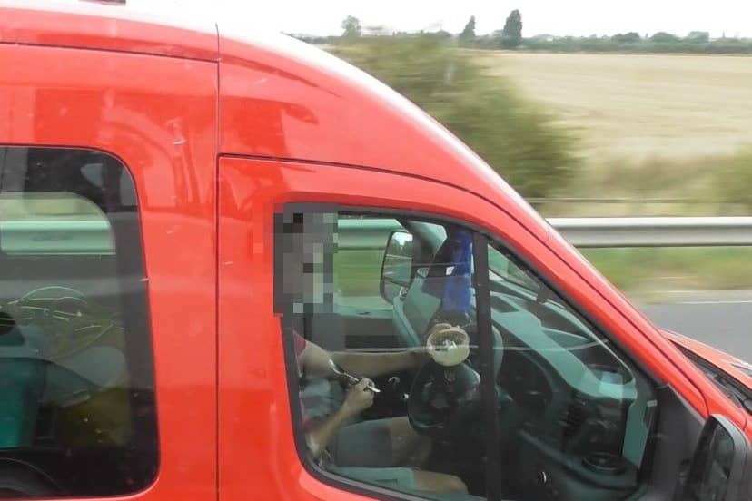 A driver was caught eating cereal at the wheel