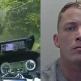 Dangerous driver reverses into police motorbike.