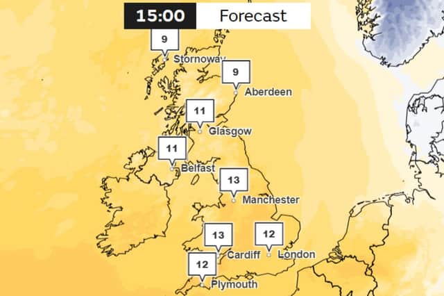 February 20 15:00 Met Office forecast.