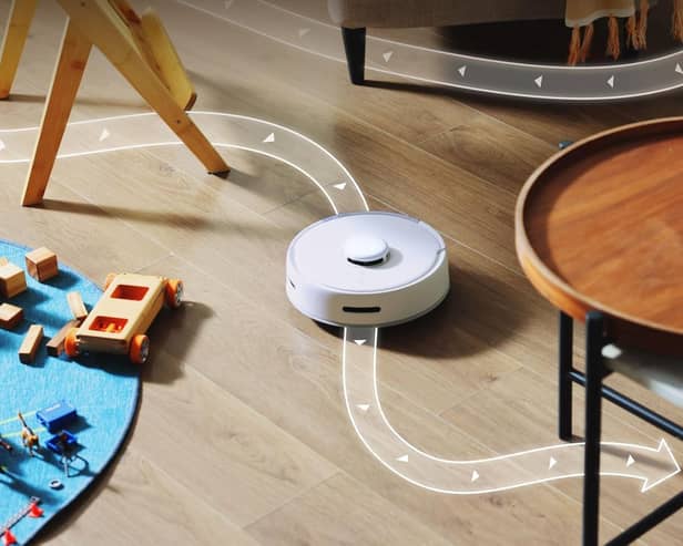 The SwitchBot K10+ is small enough to get around furniture other robots can't navigate