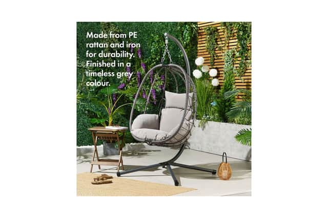Vonhaus Tivoli Grey Faux Rattan Hanging Egg Chair 