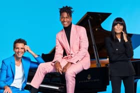 (L-R) Mika, Jon Batiste, Claudia Winkleman on The Piano
