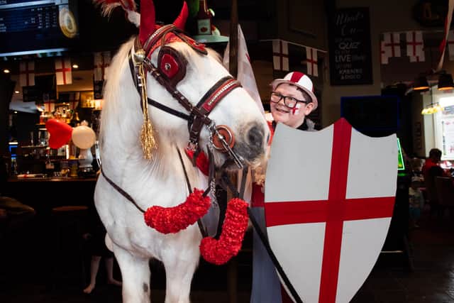 Kai Bracegirlde with horse Clyde on St Georges Day