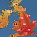 Met Office weather map for Thursday (May 1) shows high temperatures forecast.