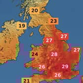 Met Office weather map for Thursday (May 1) shows high temperatures forecast.