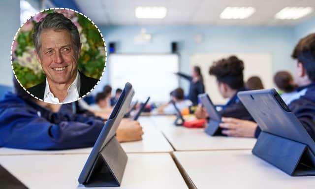 Actor and father Hugh Grant has spoken out against screens in schools