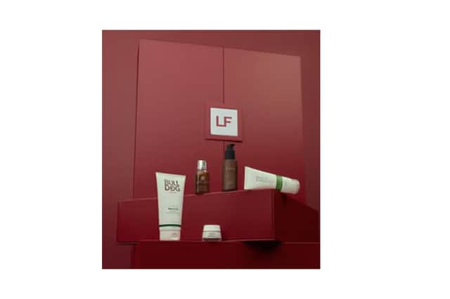 Men’s grooming made festive with 12 full-size essentials.