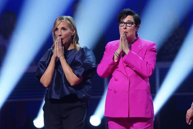 Win Win with People's Postcode Lottery hosts Mel Giedroyc (L) and Sue Perkins (R)