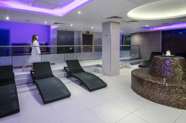 Thermal spa access at the Knowsley hotel includes relaxing loungers and soothing water features