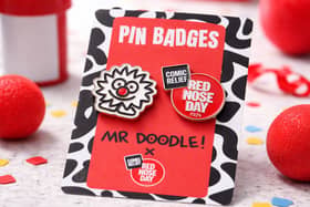 The two badges cost £1.90 for a limited time, and at least £1.50 goes to Comic Relief