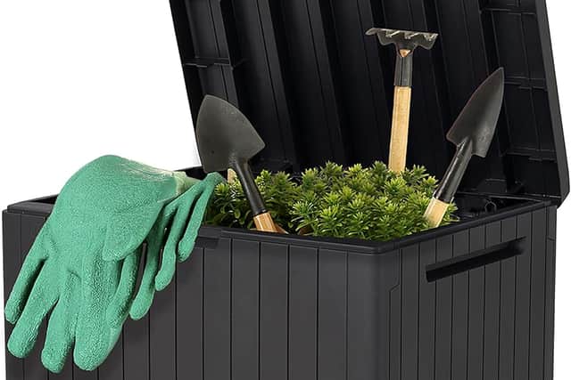 The compact 113L Keter City storage box keeps everyday garden essentials tidy, dry and easy to access