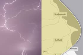 A Met Office thunderstorm warning will come into force for Scarborough on Wednesday.