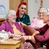 Carers with residents at North Yorkshire Council’s Ashfield residential care home in Skipton.