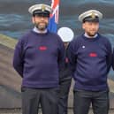 Pete Sanderson (left) and Mikey Ellison proudly display their white caps.
