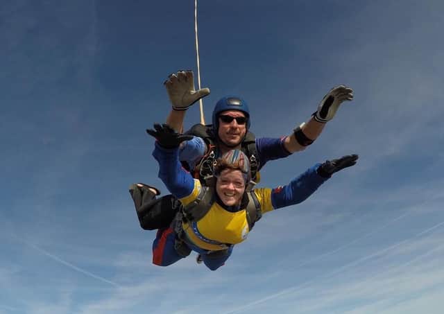 Nicola Duffil, from Rillington, during the skydive for Marie Curie at Grindale.