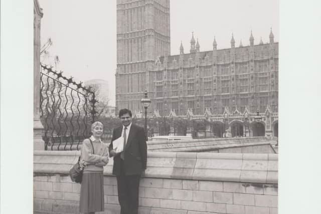Sheila with MP Ashok Kumar outside Parliament.