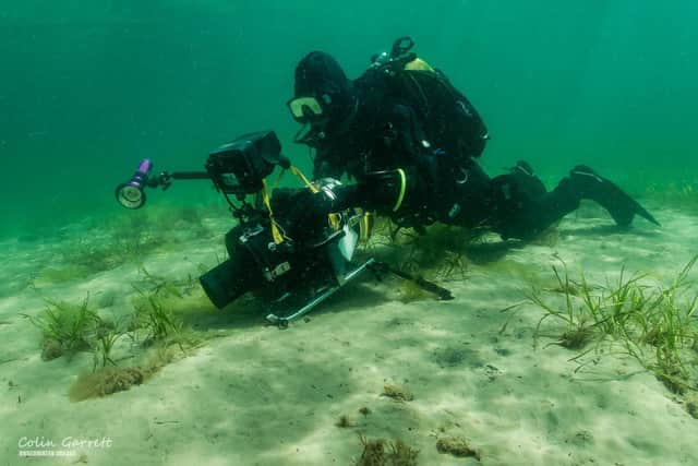 Andy filming seagrass of the coast of Dorset. Picture by Colin Garrett