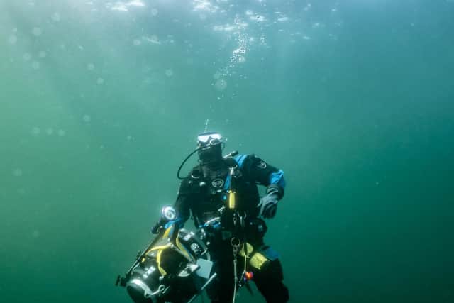 Andy diving. Picture by Peter Bardsley