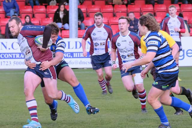 Tom Ratcliffe on the attack for Scarborough RUFC. Picture by Richard Ponter