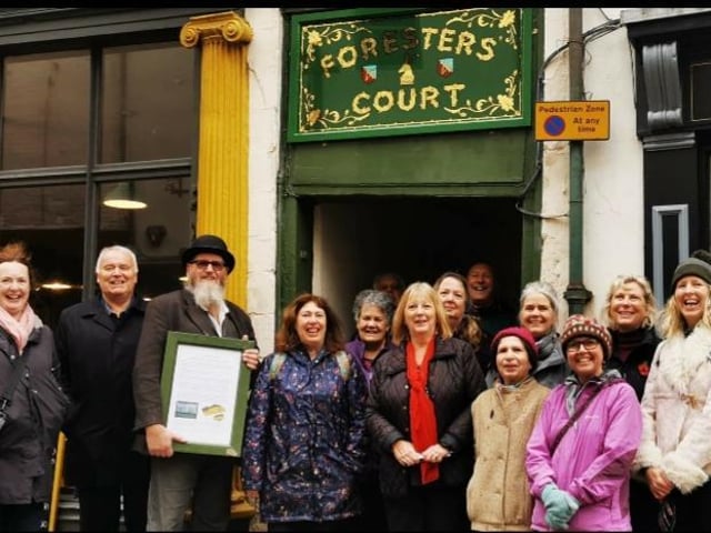 Pete Witney (holding information board) and members of Whitby Civic Society - Pic: Alan Wastell.