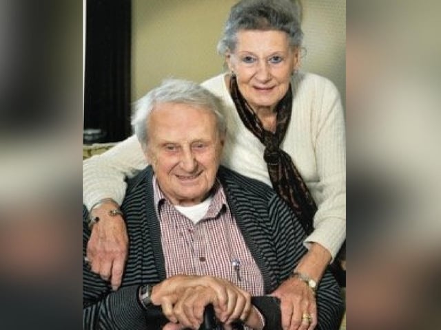 Peggy with her husband Wilf, the founder of supermarket Proudfoot.