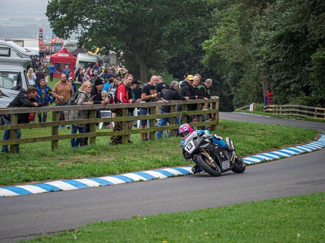 Lee Johnston riding at Oliver's Mount. Picture by John Margetts