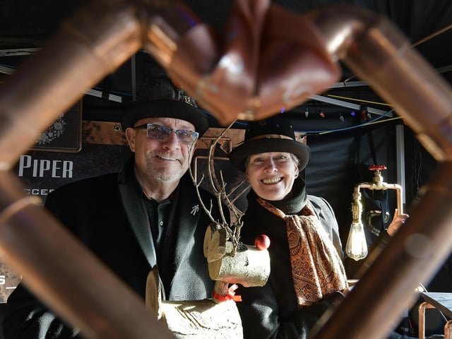 Ken and Sherrie Harris with their Christmas stall.