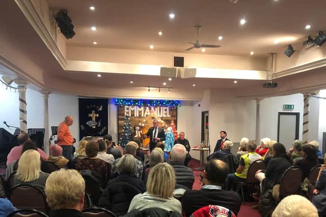 Three of the candidates speaking at Scarborough Christian Fellowship.